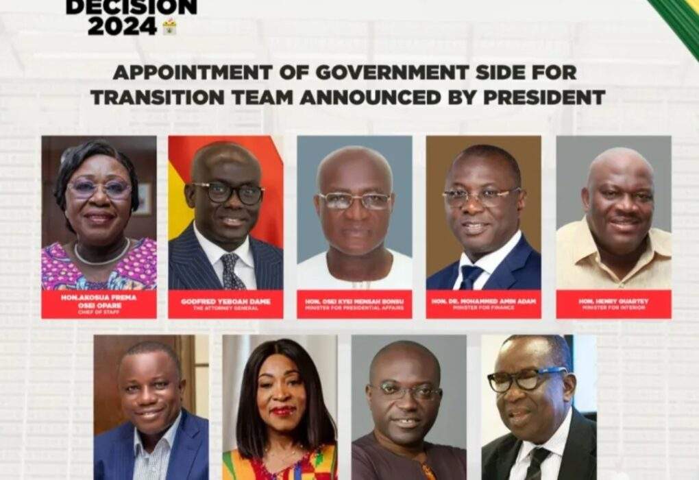 NANA ADDO DANKWA AKUFO-ADDO LISTS NAMES OF TRANSITION TEAM December 11, 2024